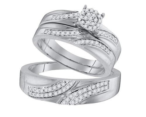 10KT White Gold 0.45CTW-Diamond FASHION TRIO SET