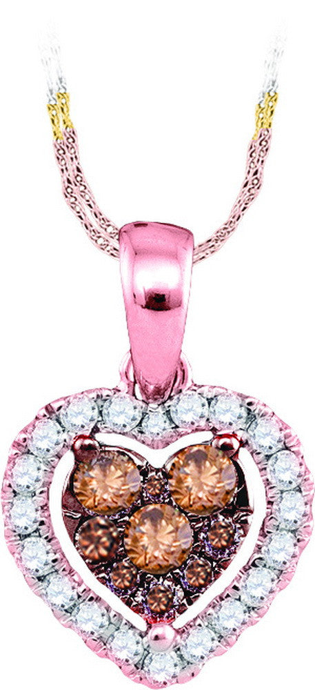 1-3CTW-Diamond HEART BROWN PENDANT