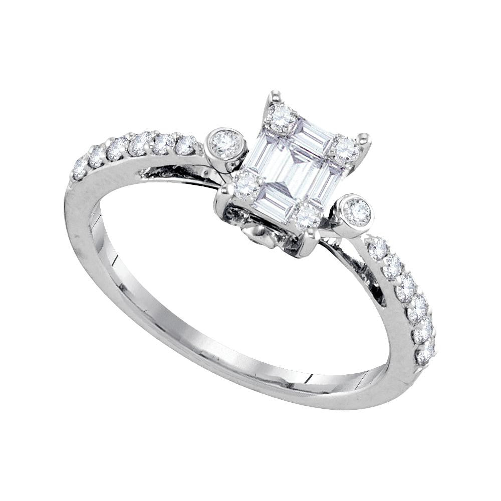 1-2CTW-Diamond CLUSTER BRIDAL RING