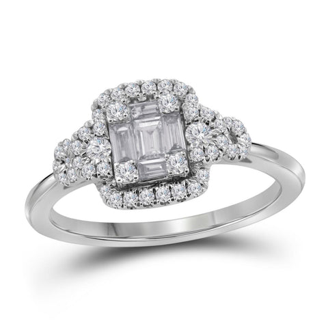 1-2CTW-Diamond CLUSTER BRIDAL RING