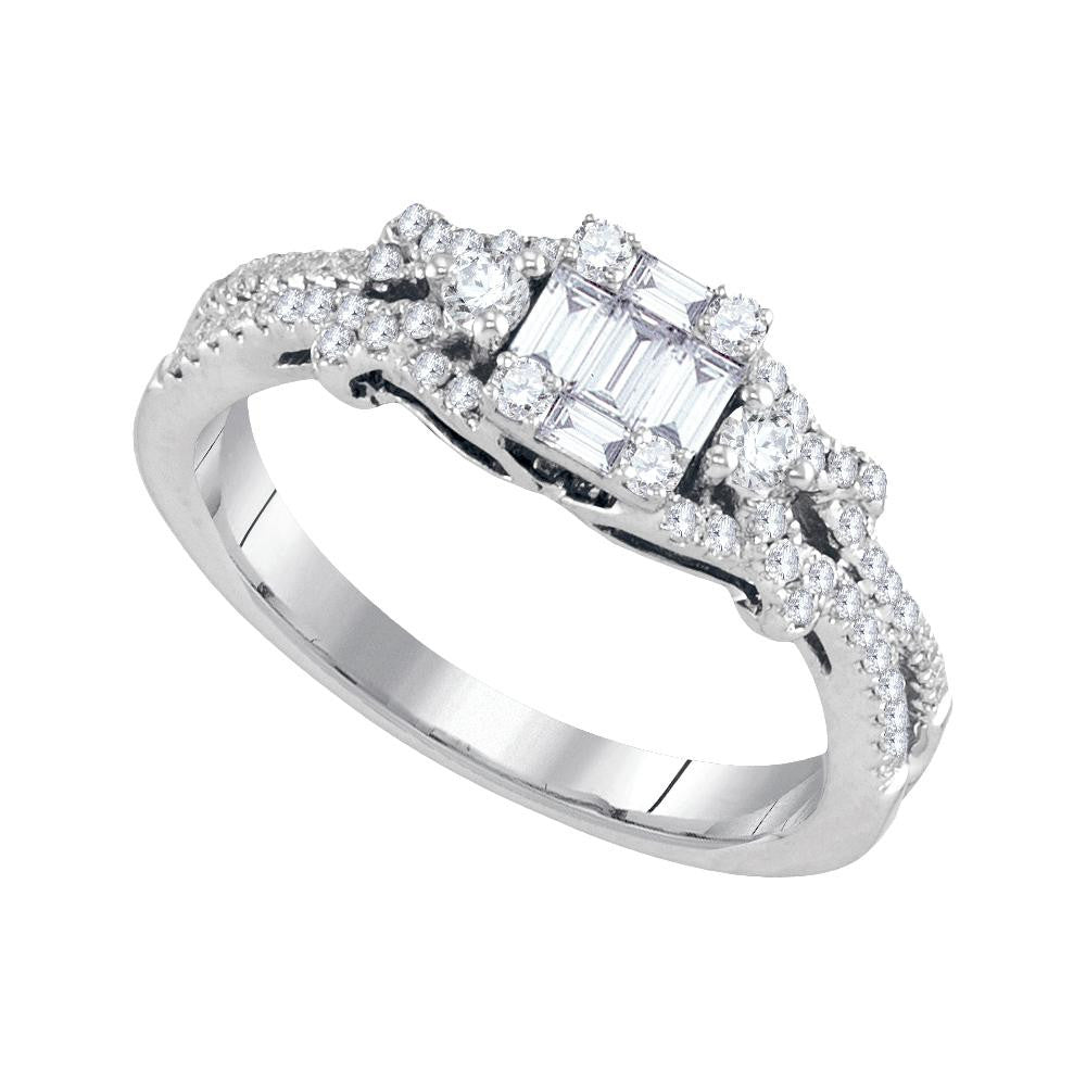 1-2CTW-Diamond CLUSTER BRIDAL RING