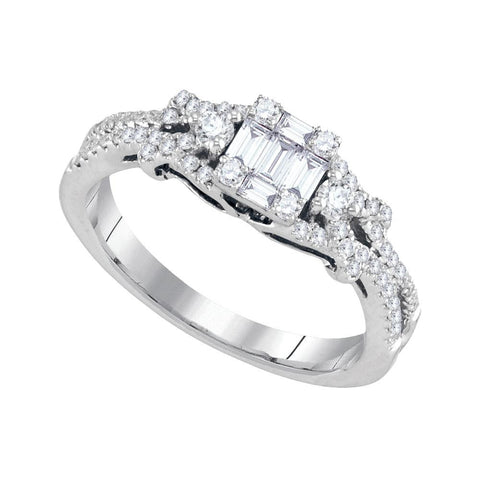 1-2CTW-Diamond CLUSTER BRIDAL RING