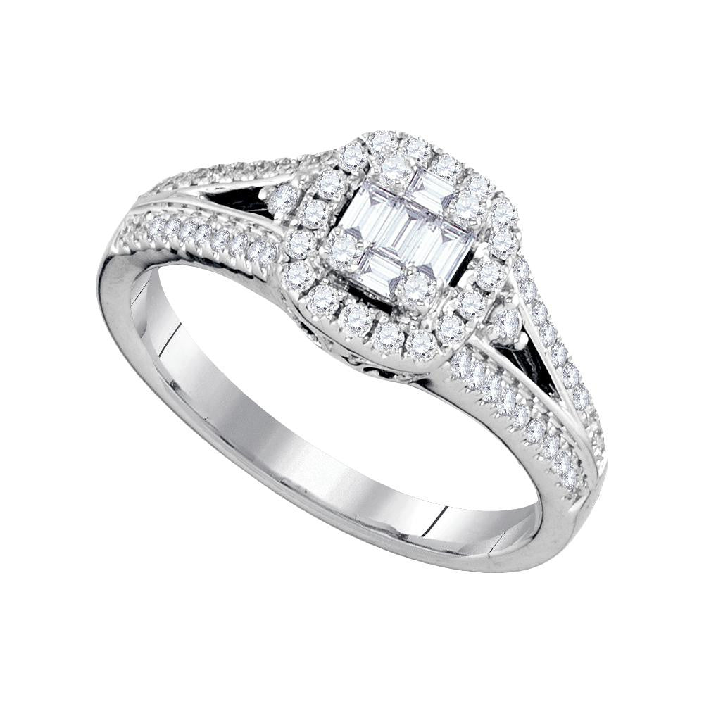 1-2CTW-Diamond CLUSTER BRIDAL RING