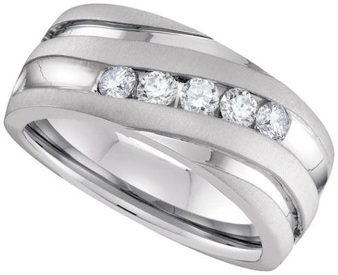 10KT White Gold 0.50CTW DIAMOND MACHINE SET BAND