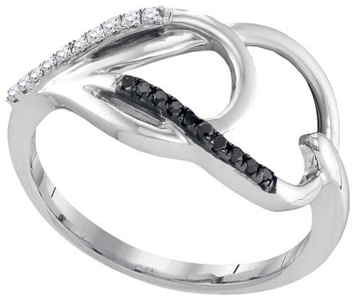 925 Sterling Silver White 0.10CTW DIAMOND FASHION RING