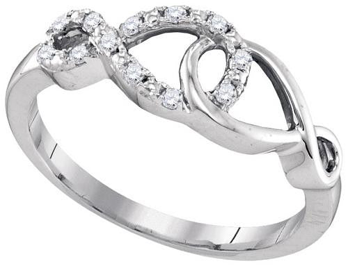 925 Sterling Silver White 0.10CTW DIAMOND FASHION RING