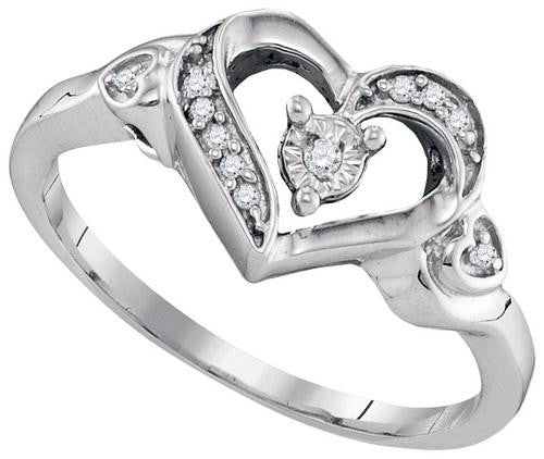 925 Sterling Silver White 0.06CTW DIAMOND FASHION RING