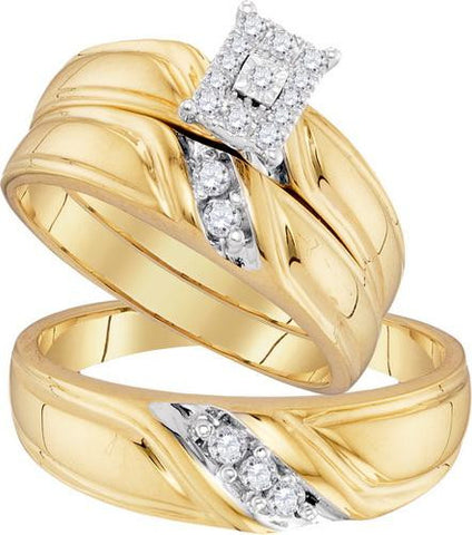 10K Yellow-gold 0.25CTW DIAMOND FASHION TRIO SET