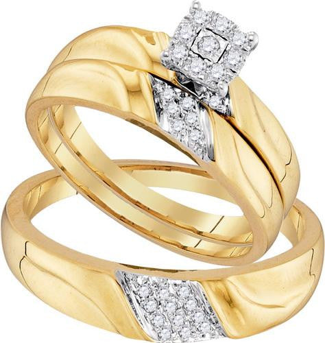 10K Yellow-gold 0.21CTW DIAMOND FASHION TRIO SET