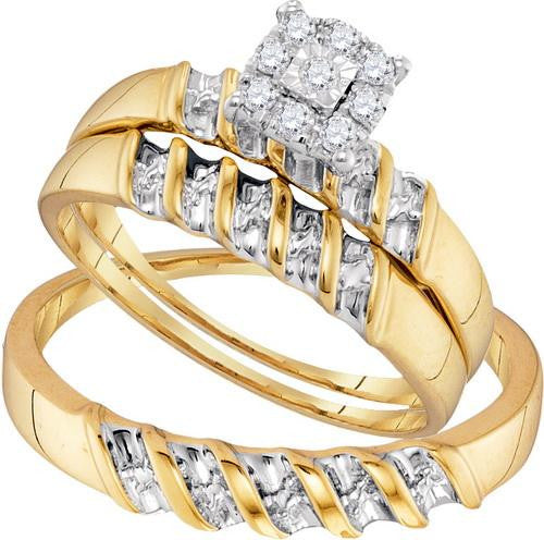 10K Yellow-gold 0.13CTW DIAMOND FASHION TRIO SET