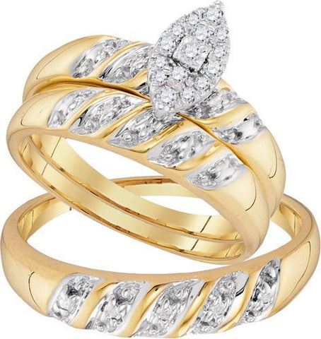 10K Yellow-gold 0.14CTW DIAMOND FASHION TRIO-SET