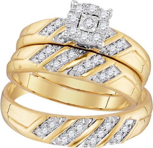 10K Yellow-gold 0.33CTW DIAMOND FASHION TRIO-SET