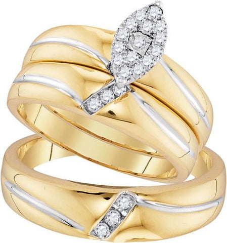 10K Yellow-gold 0.25CTW DIAMOND FASHION TRIO SET