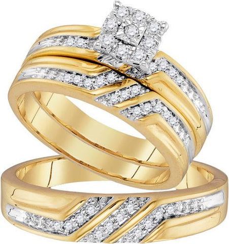 10K Yellow-gold 0.33CTW DIAMOND FASHION TRIO-SET