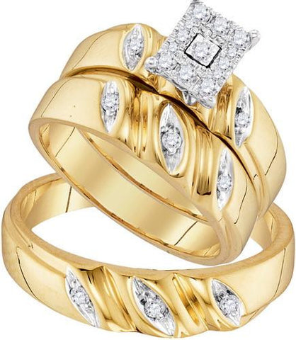 10K Yellow-gold 0.28CTW DIAMOND FASHION TRIO-SET