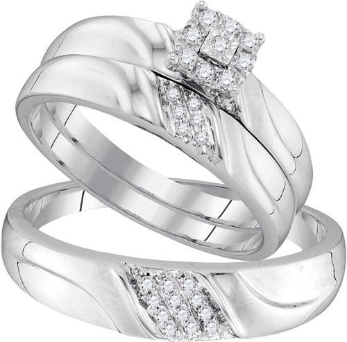 10KT White Gold 0.21CTW DIAMOND FASHION TRIO-SET