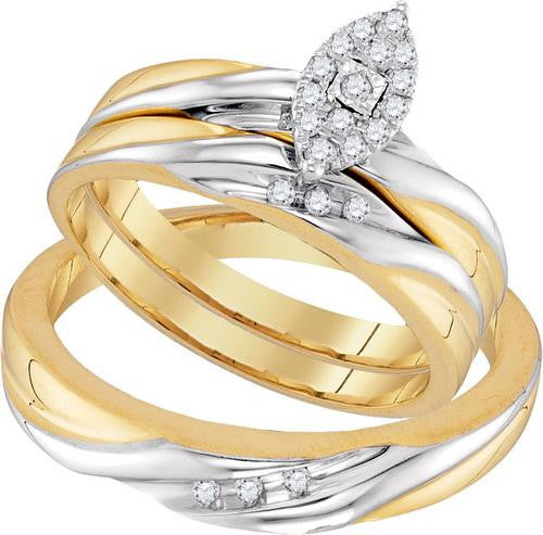 10K Yellow-gold 0.20CTW DIAMOND FASHION TRIO-SET