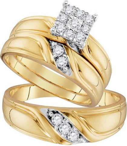 10K Yellow-gold 0.35CTW DIAMOND FASHION TRIO-SET