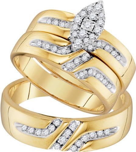 10K Yellow-gold 0.35CTW DIAMOND FASHION TRIO-SET