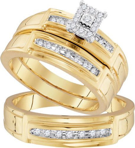 10K Yellow-gold 0.25CTW DIAMOND FASHION TRIO SET