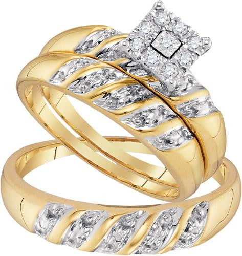 10K Yellow-gold 0.13CTW DIAMOND FASHION TRIO-SET