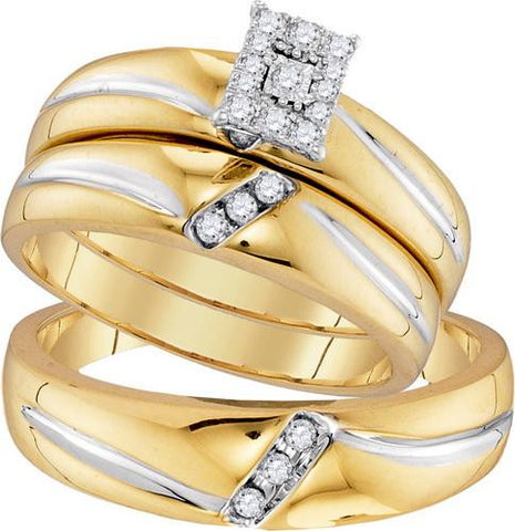 10K Yellow-gold 0.21CTW DIAMOND FASHION TRIO-SET