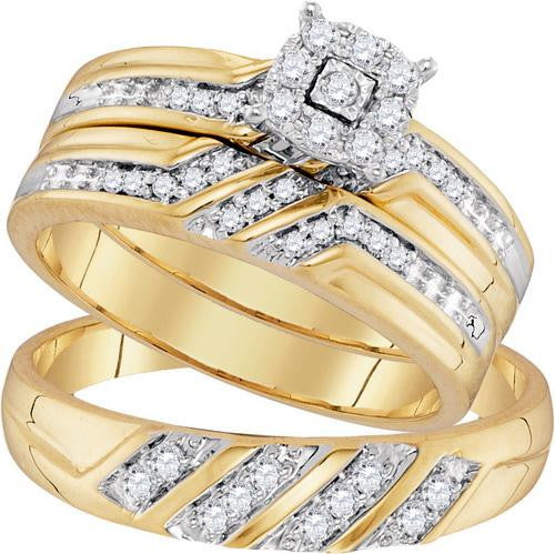 10K Yellow-gold 0.32CTW DIAMOND FASHION TRIO-SET