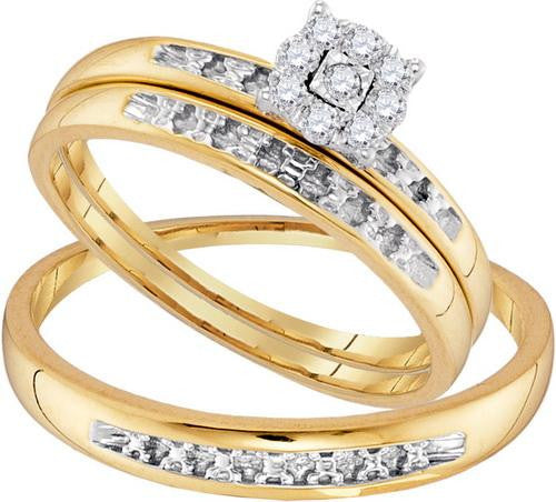 10K Yellow-gold 0.11CTW DIAMOND FASHION TRIO-SET