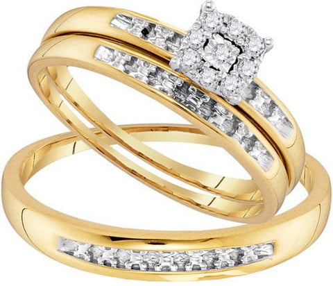 10K Yellow-gold 0.11CTW DIAMOND FASHION TRIO-SET