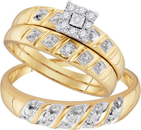 10K Yellow-gold 0.13CTW DIAMOND FASHION TRIO-SET