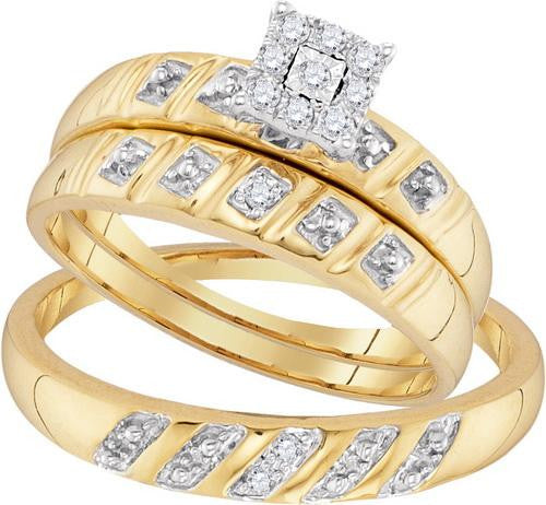 10K Yellow-gold 0.13CTW DIAMOND FASHION TRIO-SET