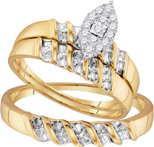 10K Yellow-gold 0.14CTW DIAMOND FASHION TRIO-SET