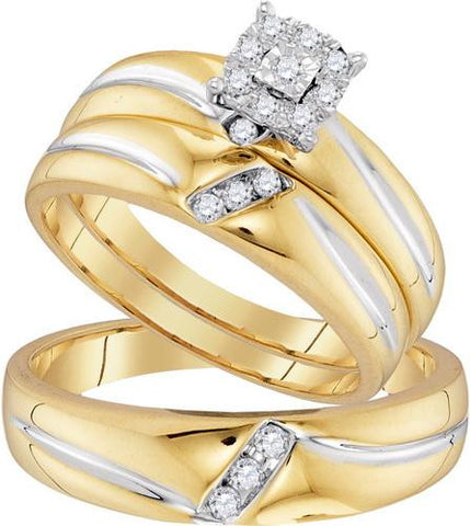 10K Yellow-gold 0.22CTW DIAMOND FASHION TRIO-SET