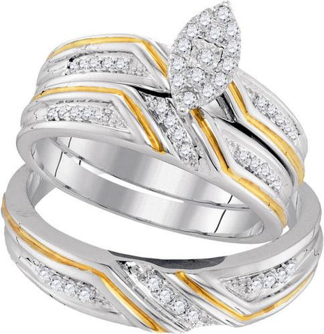 10KT White Gold 0.35CTW DIAMOND FASHION TRIO-SET