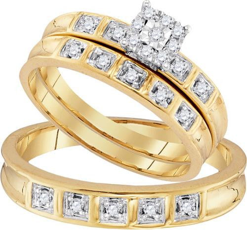 10K Yellow-gold 0.28CTW DIAMOND FASHION TRIO-SET