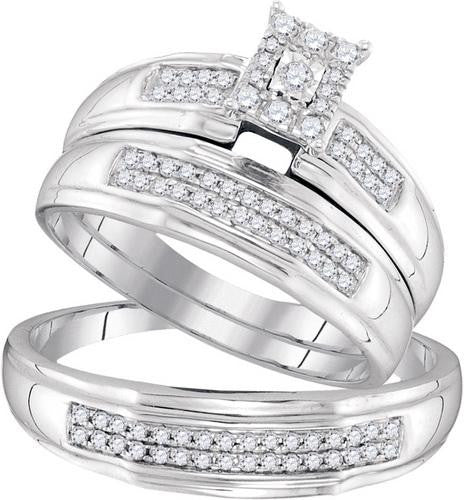 10KT White Gold 0.42CTW DIAMOND FASHION TRIO-SET