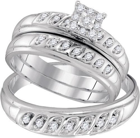 10KT White Gold 0.33CTW DIAMOND FASHION TRIO-SET