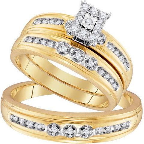 10K Yellow-gold 0.30CTW-DIAMOND FASHION TRIO SET