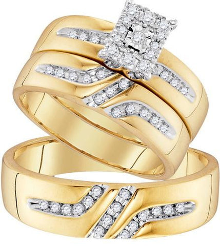 10K Yellow-gold 0.35CTW DIAMOND FASHION TRIO-SET