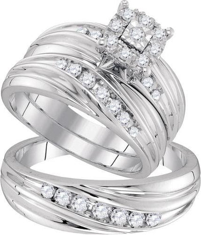 10KT White Gold 0.62CTW DIAMOND FASHION TRIO-SET