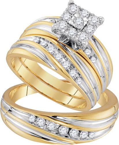 10K Yellow-gold 0.75CTW DIAMOND FASHION TRIO-SET