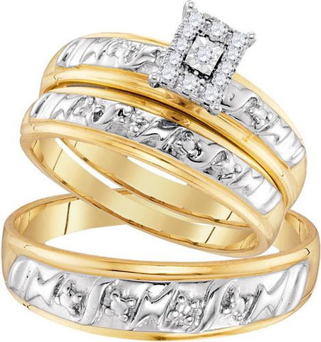 10K Yellow-gold 0.11CTW DIAMOND FASHION TRIO-SET