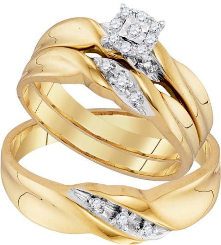 10K Yellow-gold 0.16CTW DIAMOND FASHION TRIO-SET