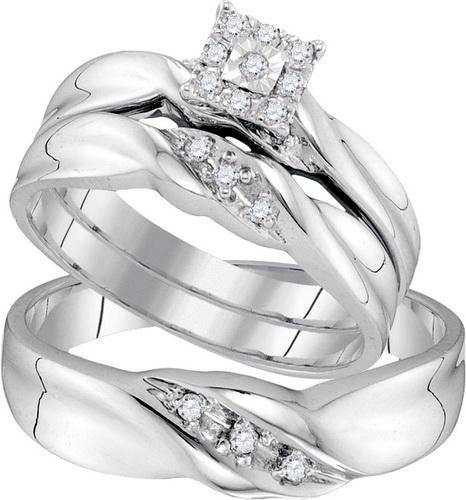 10KT White Gold 0.16CTW DIAMOND FASHION TRIO-SET