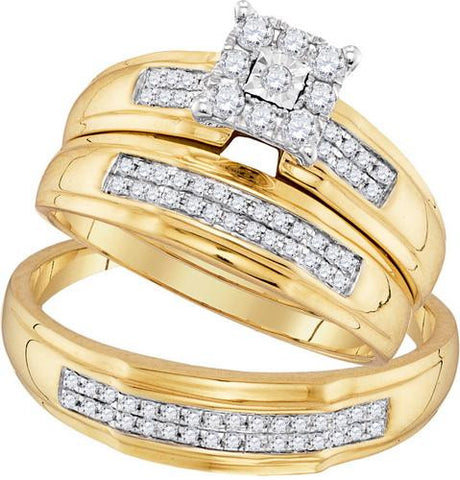 10K Yellow-gold 0.34CTW DIAMOND FASHION TRIO-SET