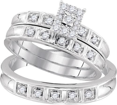 10KT White Gold 0.29CTW DIAMOND FASHION TRIO-SET