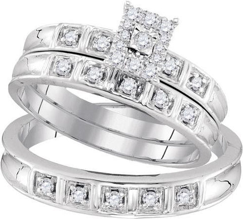 10KT White Gold 0.29CTW DIAMOND FASHION TRIO-SET