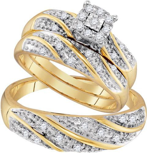 10K Yellow-gold 0.31CTW DIAMOND FASHION TRIO-SET