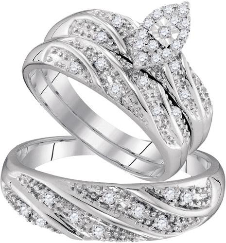 10KT White Gold 0.32CTW DIAMOND FASHION TRIO-SET