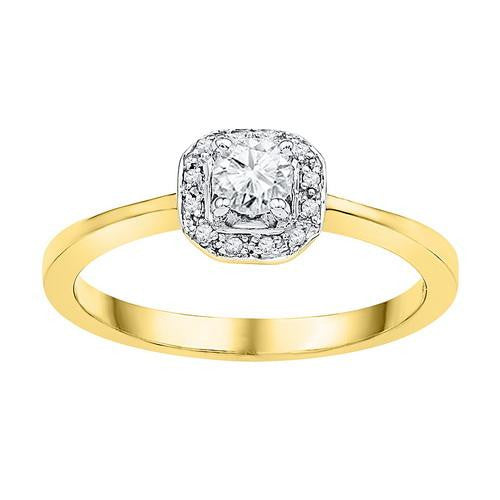 10K Yellow-gold 0.25CTW-Diamond 0.20CT-CRD BRIDAL RING